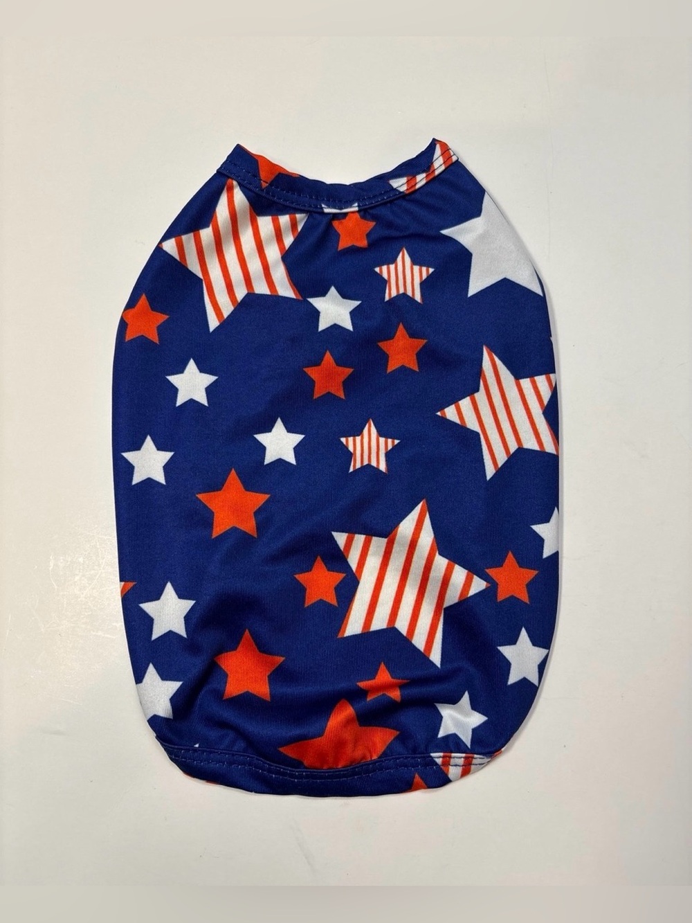 Patriotic Star Print Dog Tank Top - Blue Red White XXS